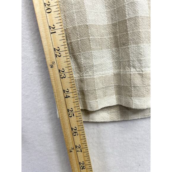 Isaac Mizrahi Woman's Linen Blend Beige Plaid Wide Leg Pants - Size Medium - Picture 9 of 9
